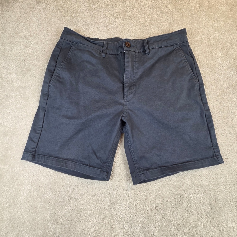 Katin Mens Teal Blue Stretch Chino Shorts Size 33 Flat Front 7 Inch Inseam